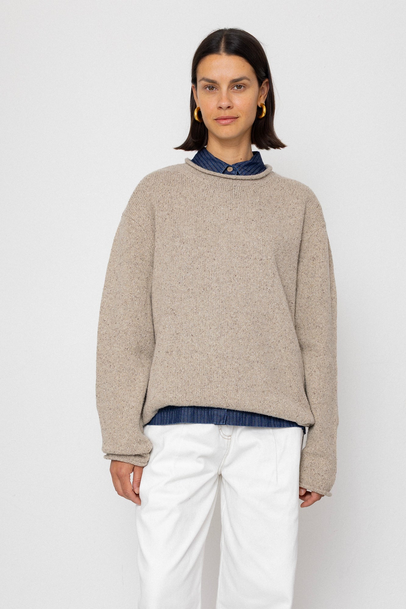Slouch Crew Jumper - Natural Circle