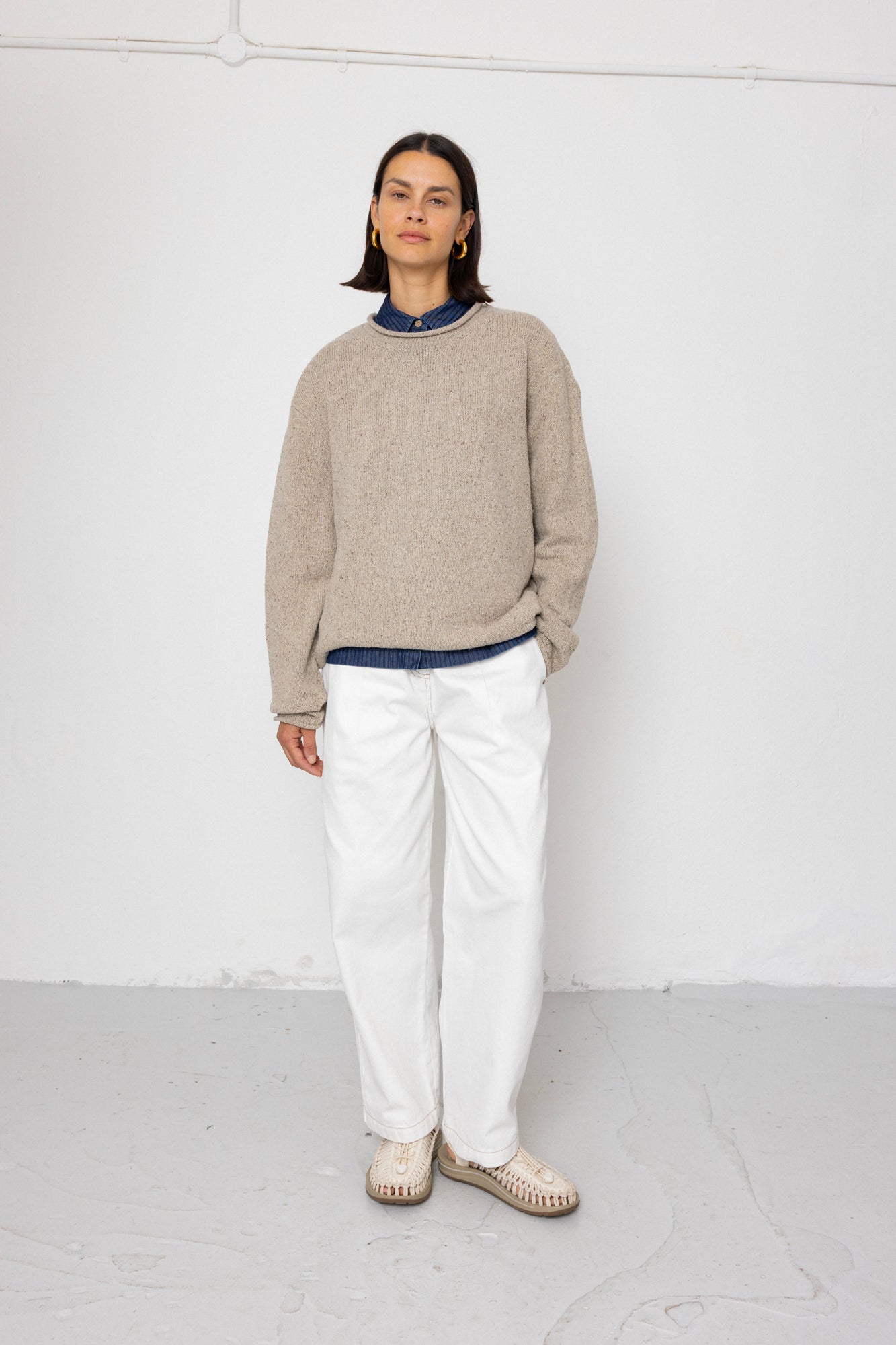 Slouch Crew Jumper - Natural Circle