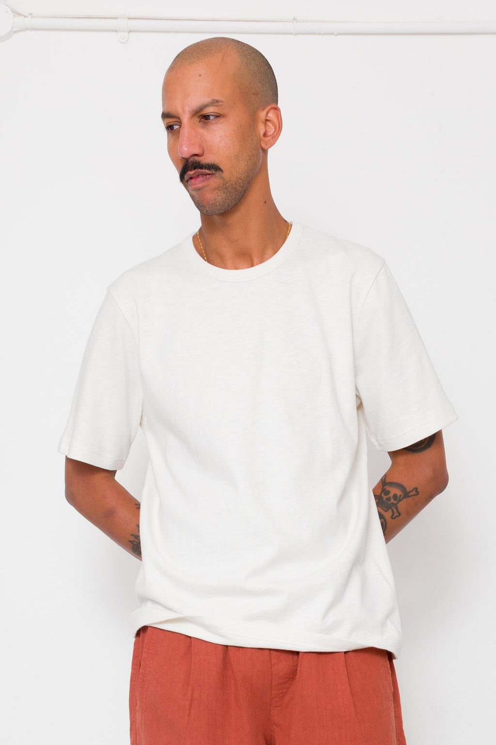 Slub Embroidered T-Shirt - Off White
