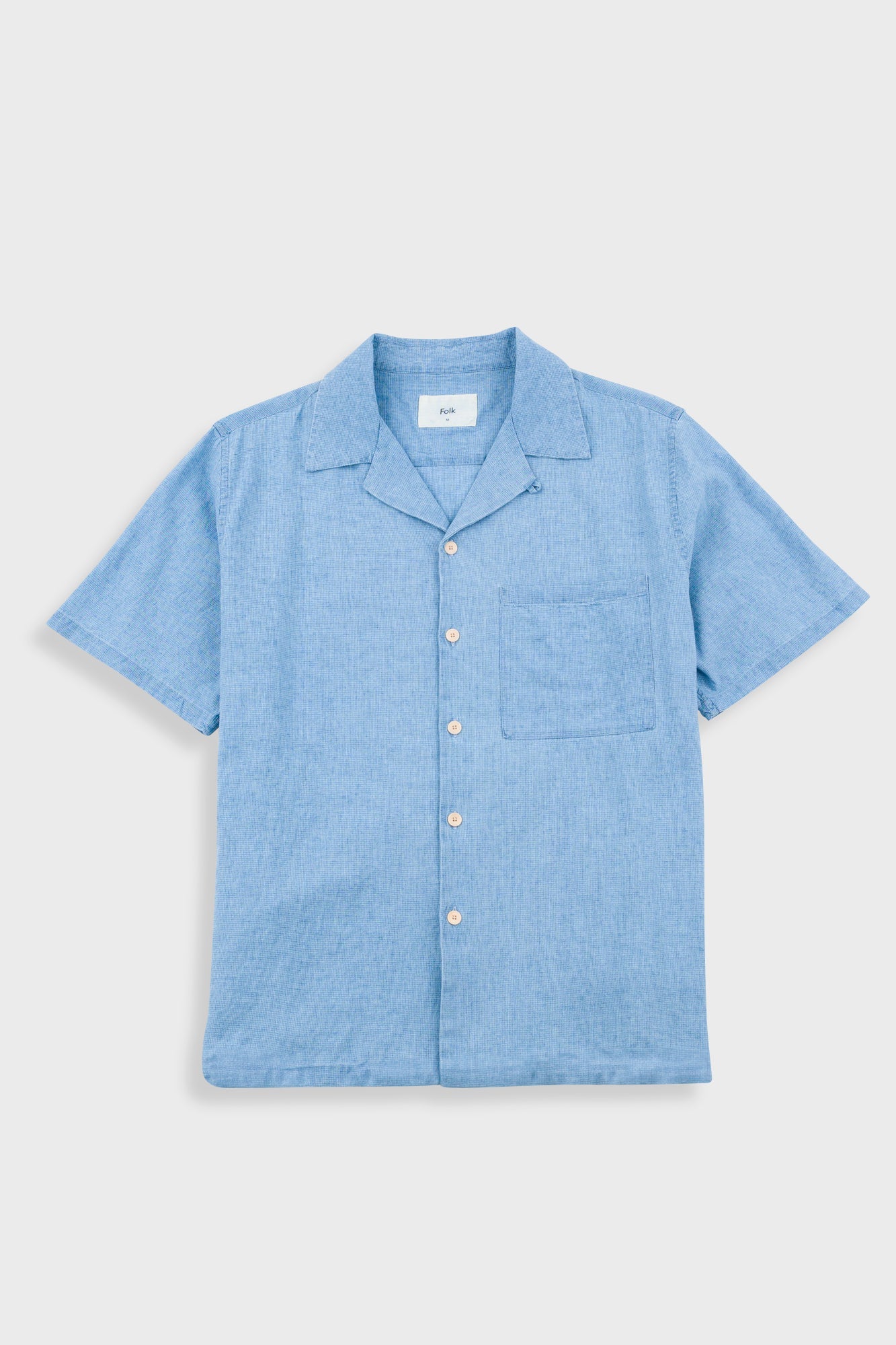 Relaxed Soft Collar Shirt - Indigo Microcheck
