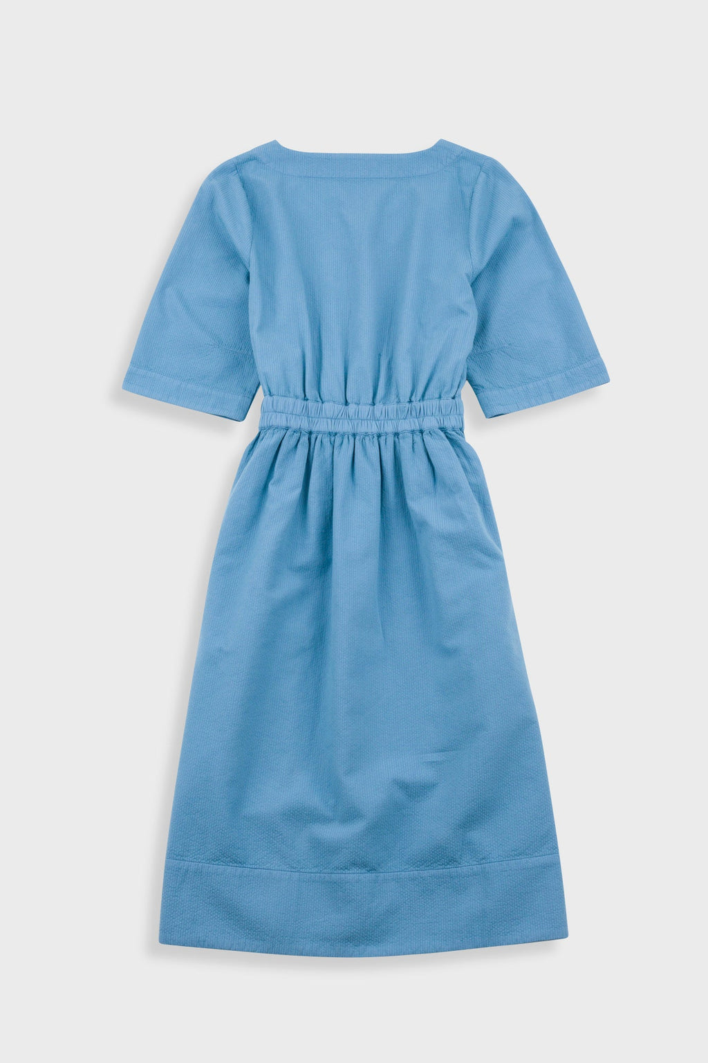 Gathered Dress - Light Indigo Topstitch