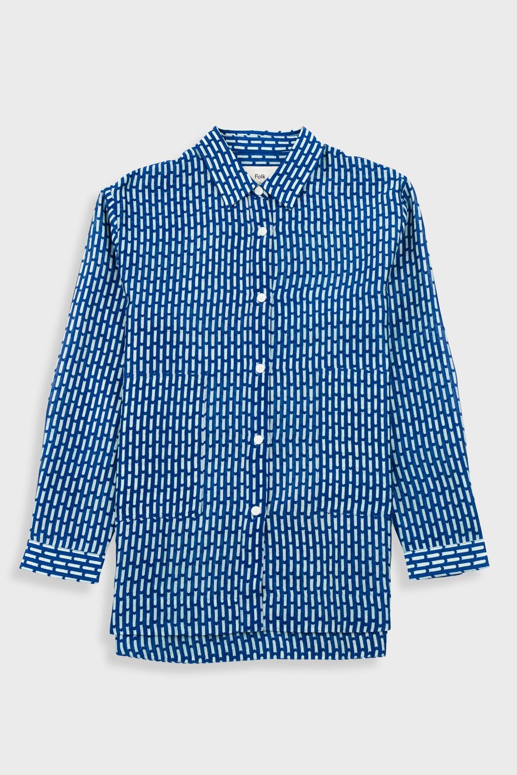 Boyfriend Shirt - Cobalt Ecru Dash Print