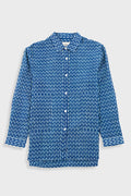 Boyfriend Shirt - Cobalt Ecru Dash Print