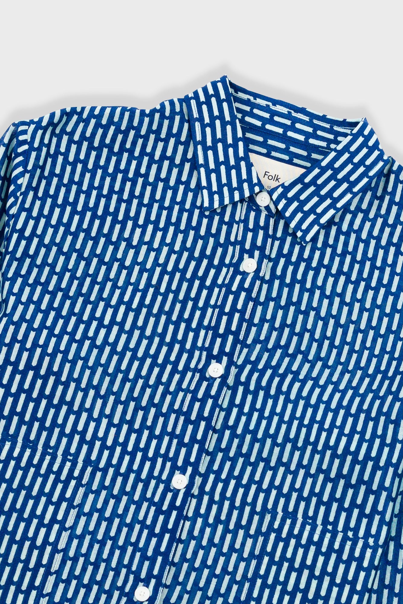 Boyfriend Shirt - Cobalt Ecru Dash Print