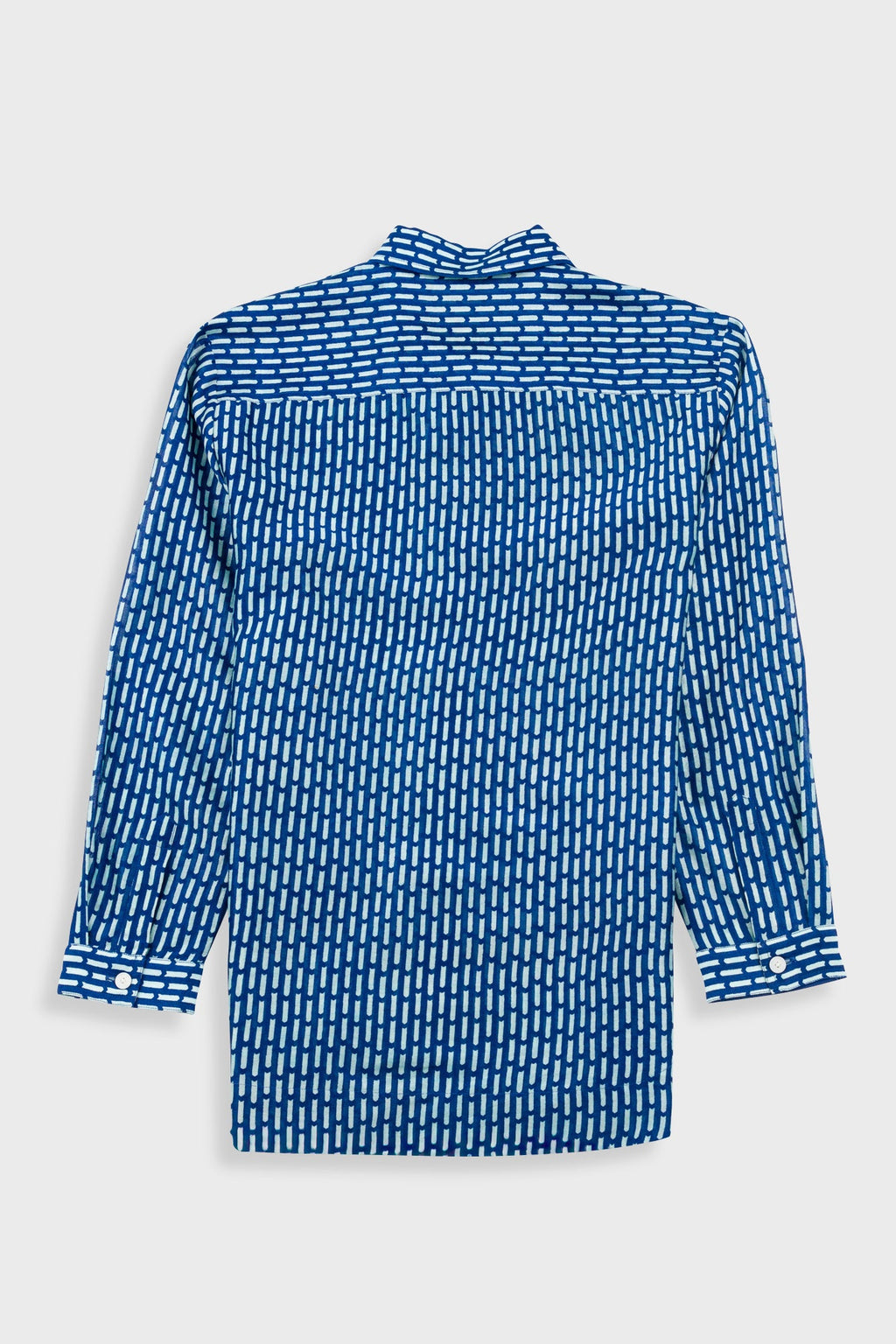 Boyfriend Shirt - Cobalt Ecru Dash Print