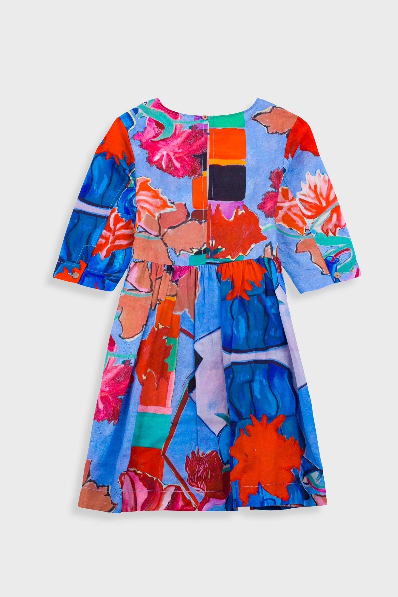 Joana Day Dress - Blue Tulip Print