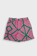 Wide Signal Shorts - Pink Green Diamond Print