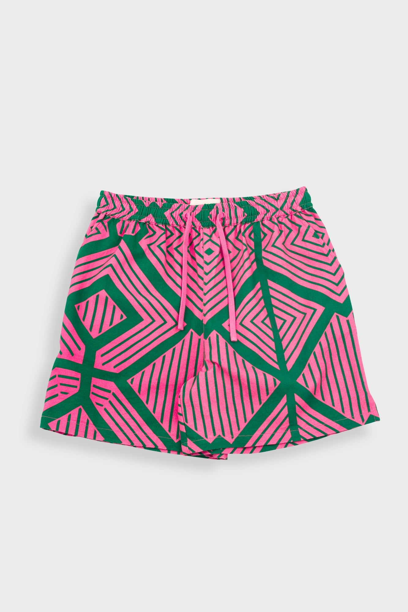 Wide Signal Shorts - Pink Green Diamond Print