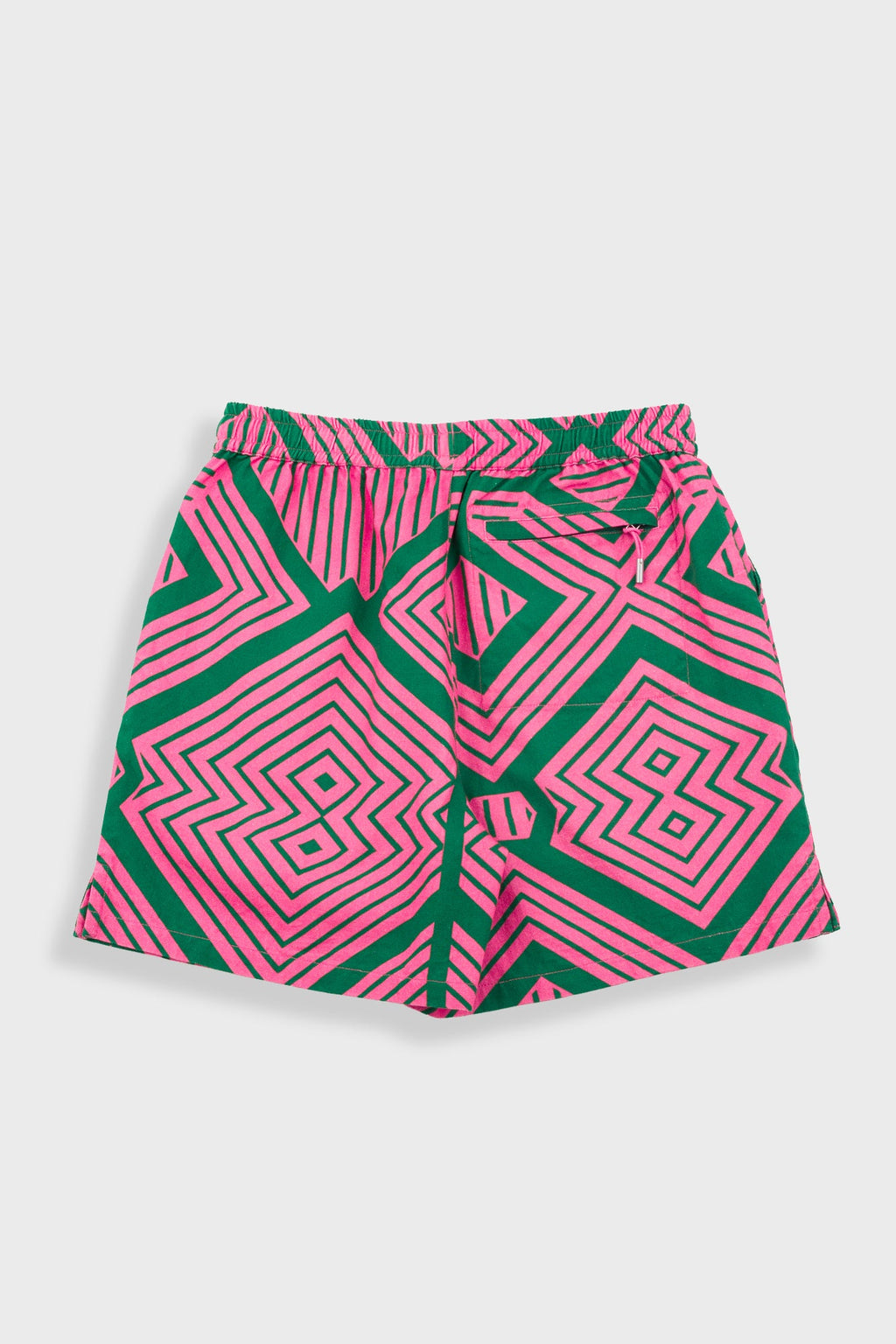 Wide Signal Shorts - Pink Green Diamond Print
