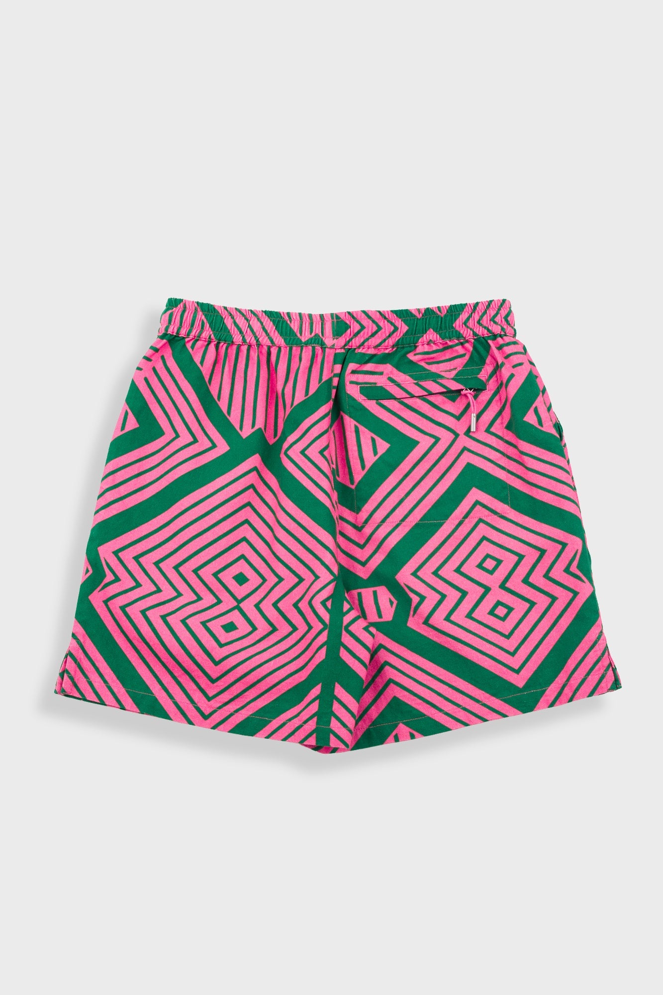 Wide Signal Shorts - Pink Green Diamond Print