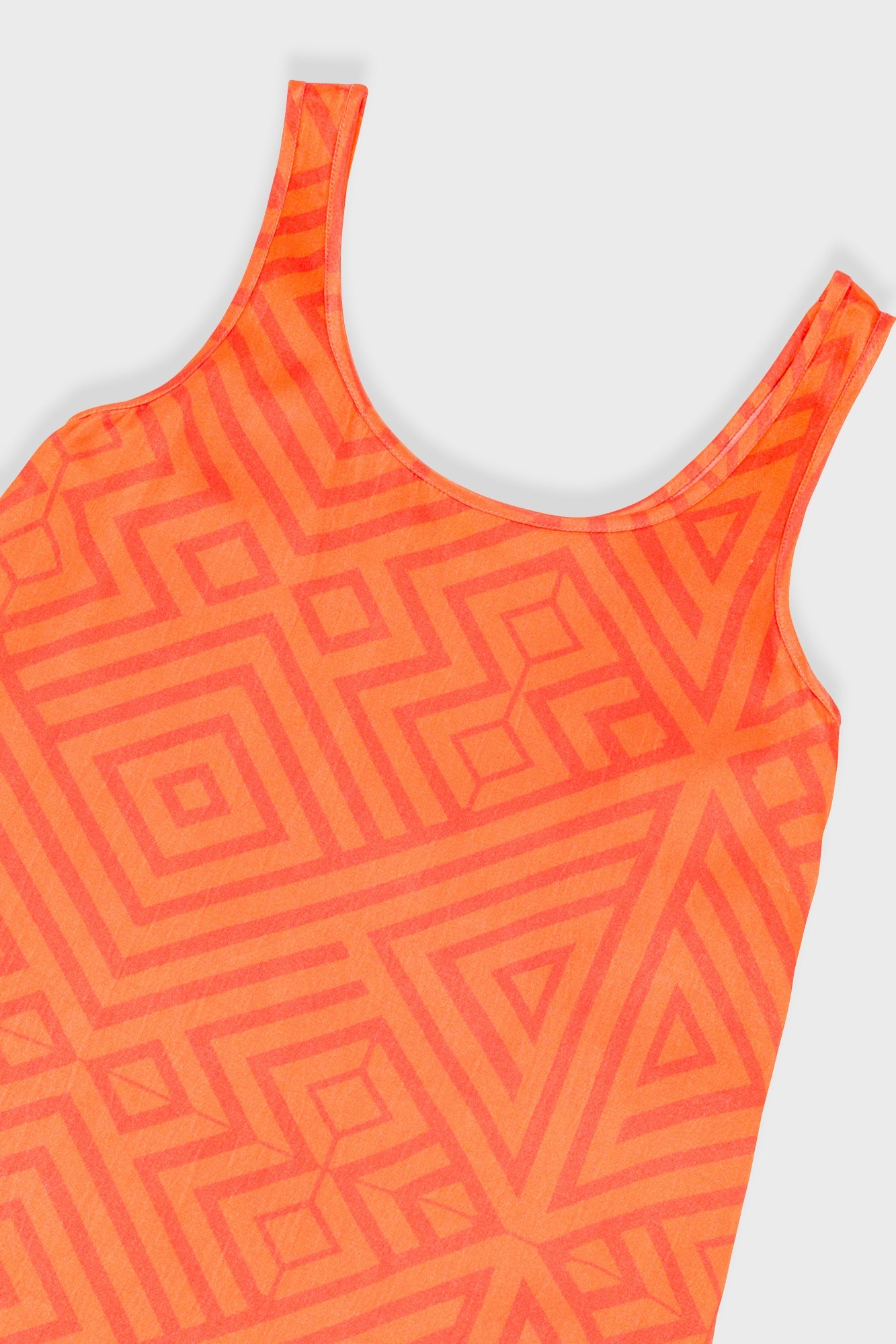Slip Dress - Orange Coral Diamond Print