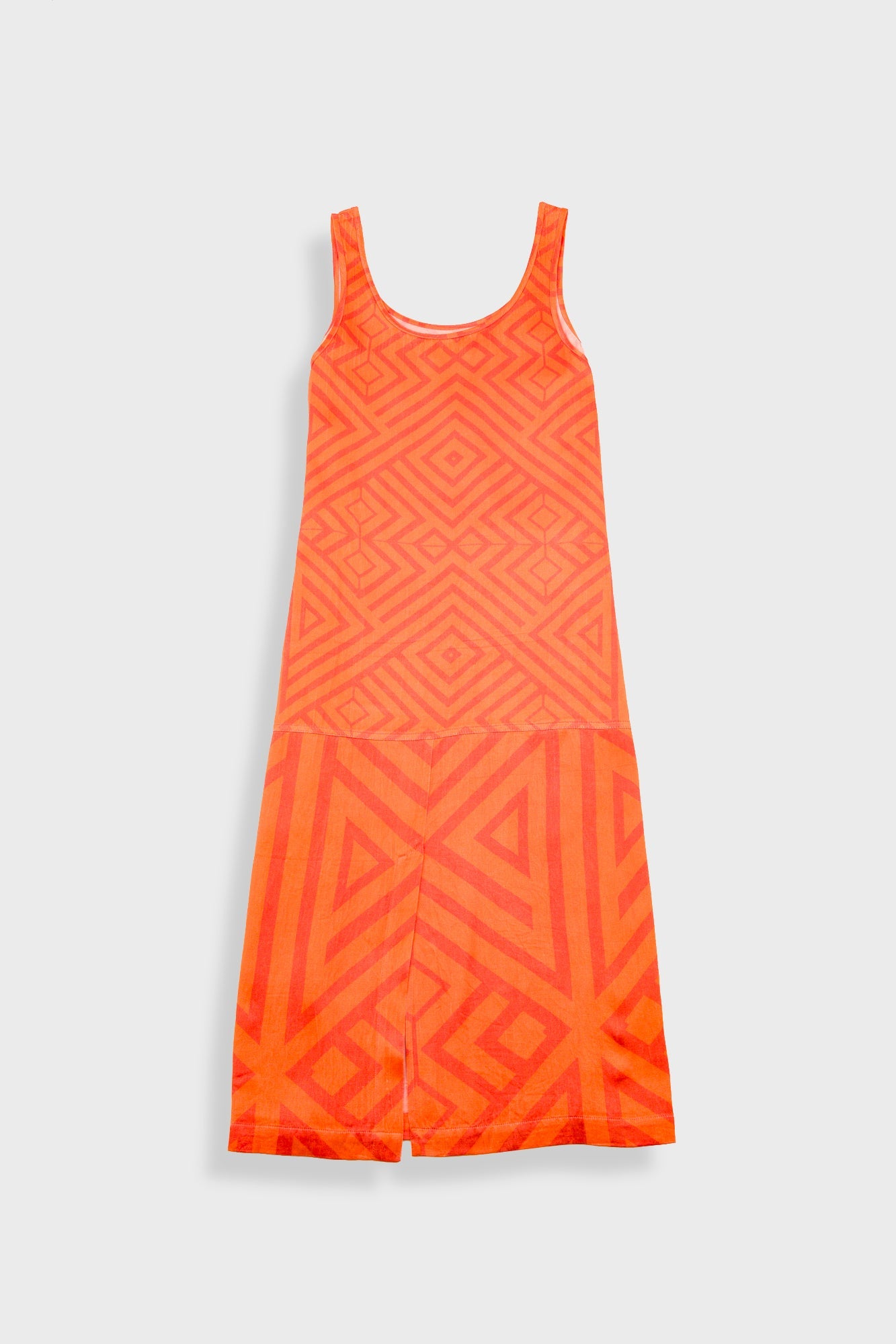 Slip Dress - Orange Coral Diamond Print