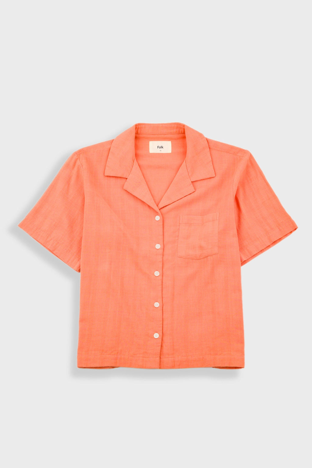 Short Sleeve Soft Collar Shirt - Coral Double Layer Voile