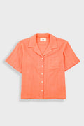 Short Sleeve Soft Collar Shirt - Coral Double Layer Voile