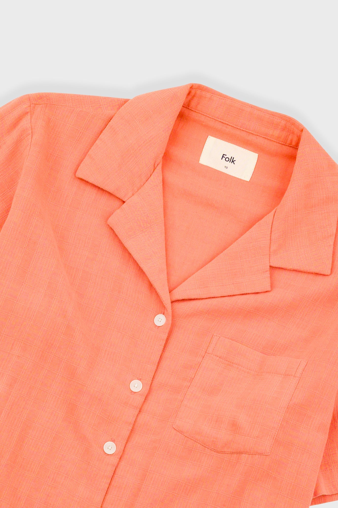 Short Sleeve Soft Collar Shirt - Coral Double Layer Voile