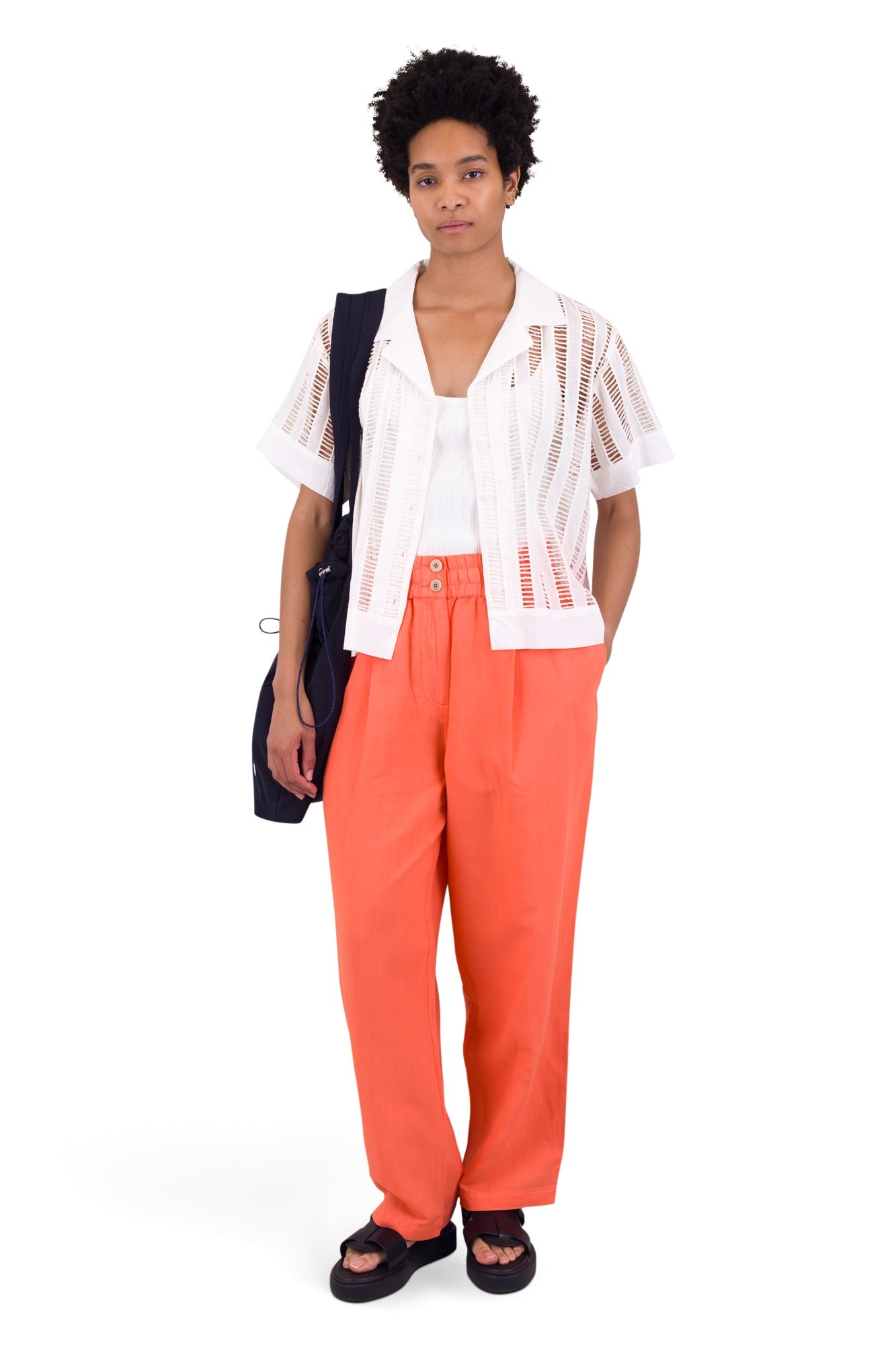 Drawcord Baggy Pants - Coral