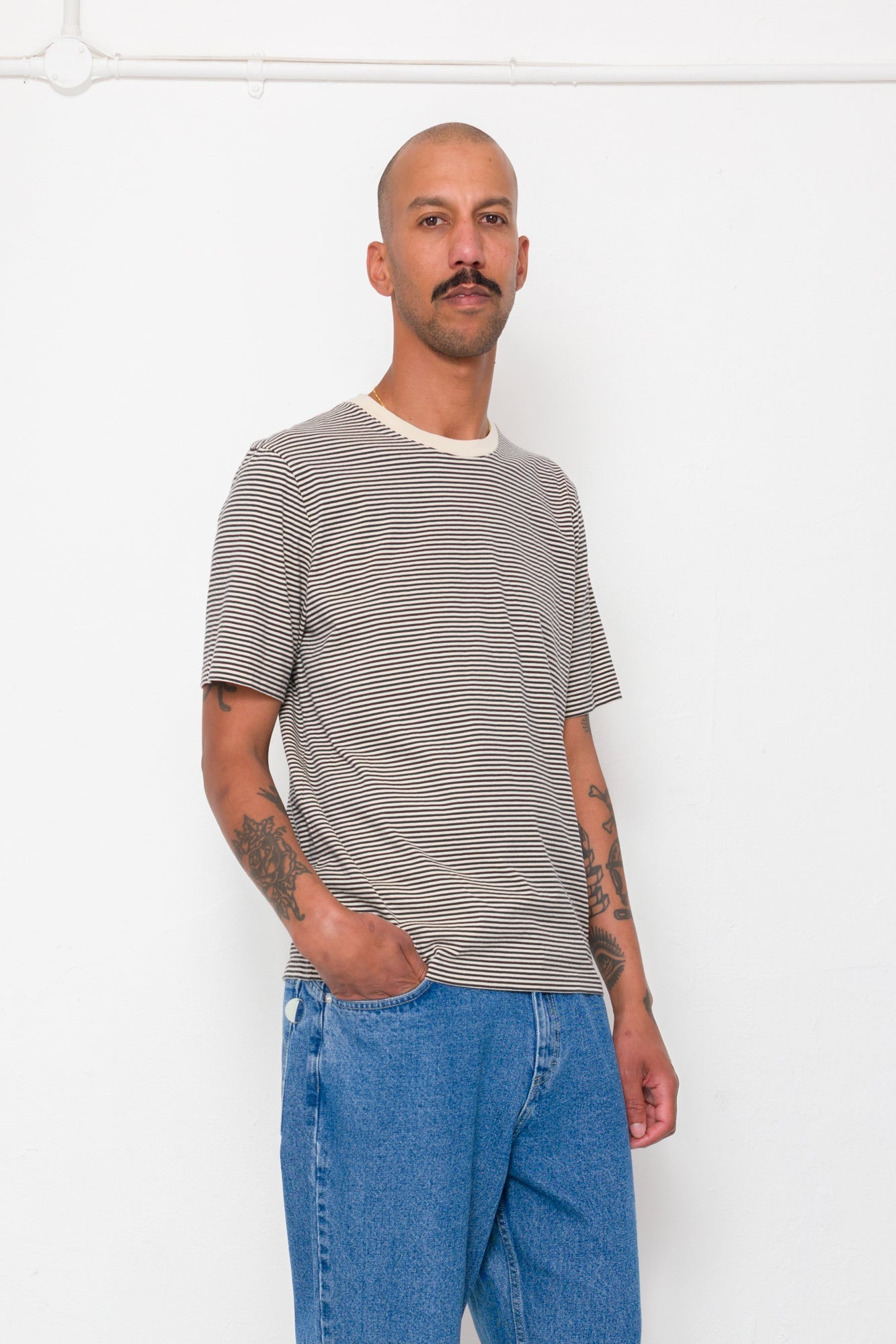 1x1 Striped T-Shirt - Soft Black