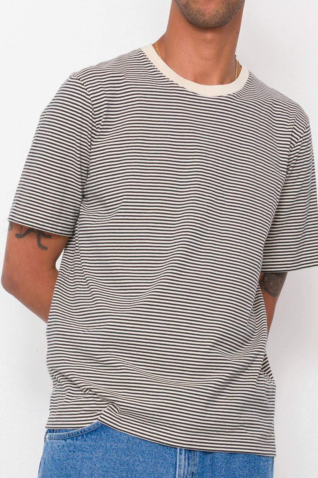 1x1 Striped T-Shirt - Soft Black