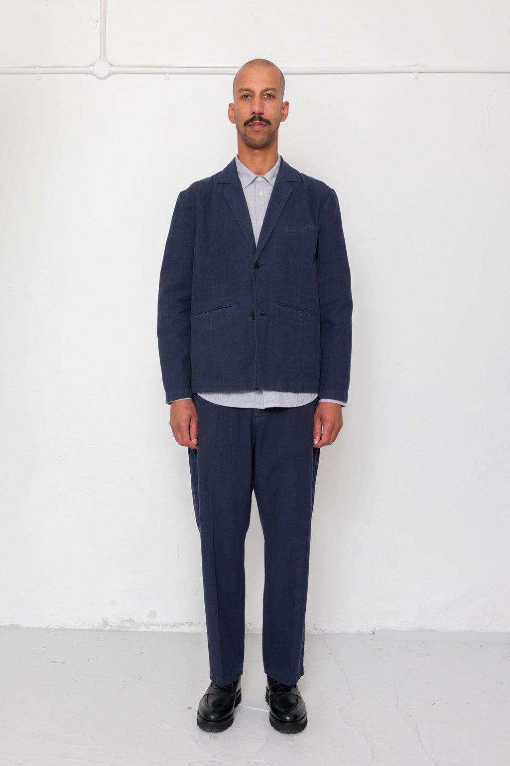Lunar Suit Trouser - Dark Navy Cotton Linen