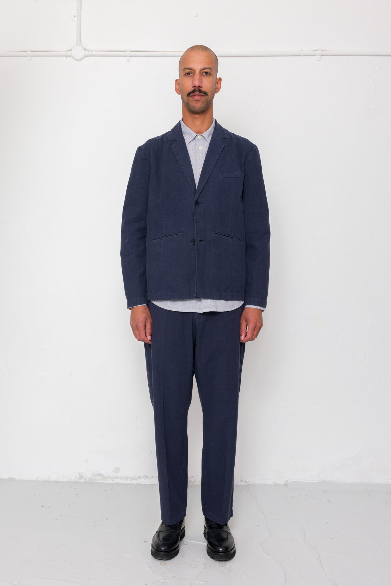 Lunar Suit Trouser - Dark Navy Cotton Linen