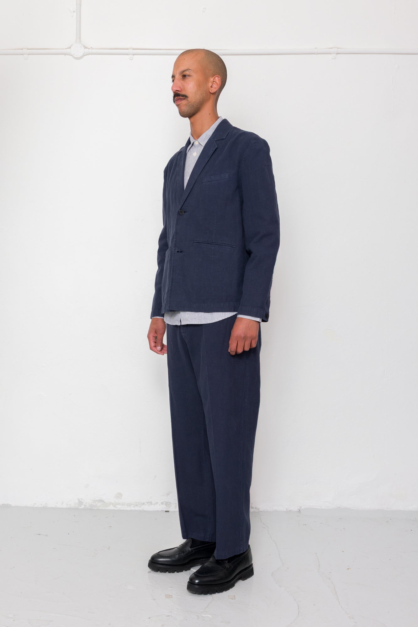 Lunar Suit Trouser - Dark Navy Cotton Linen