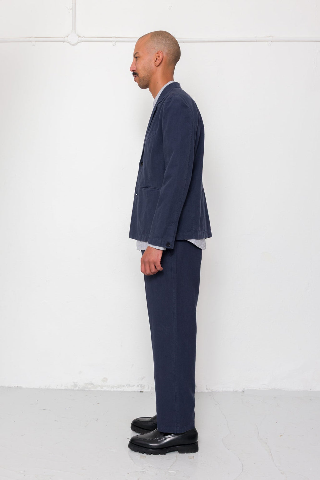 Lunar Suit Trouser - Dark Navy Cotton Linen