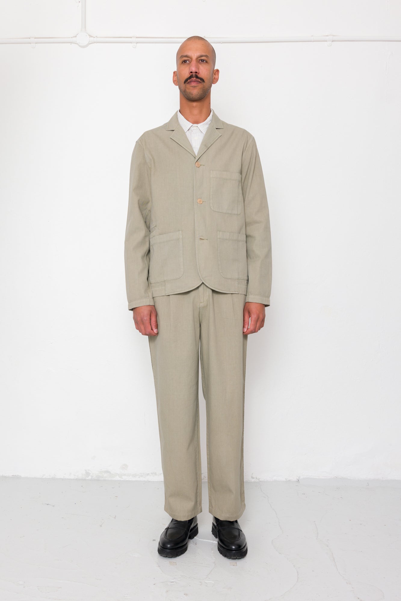 Wide Fit Blazer - Silver Sage Herringbone