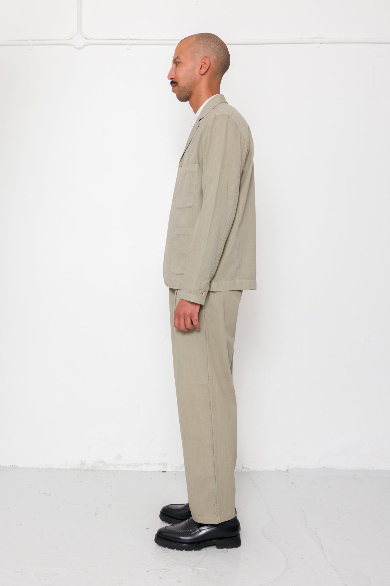 Wide Fit Blazer - Silver Sage Herringbone