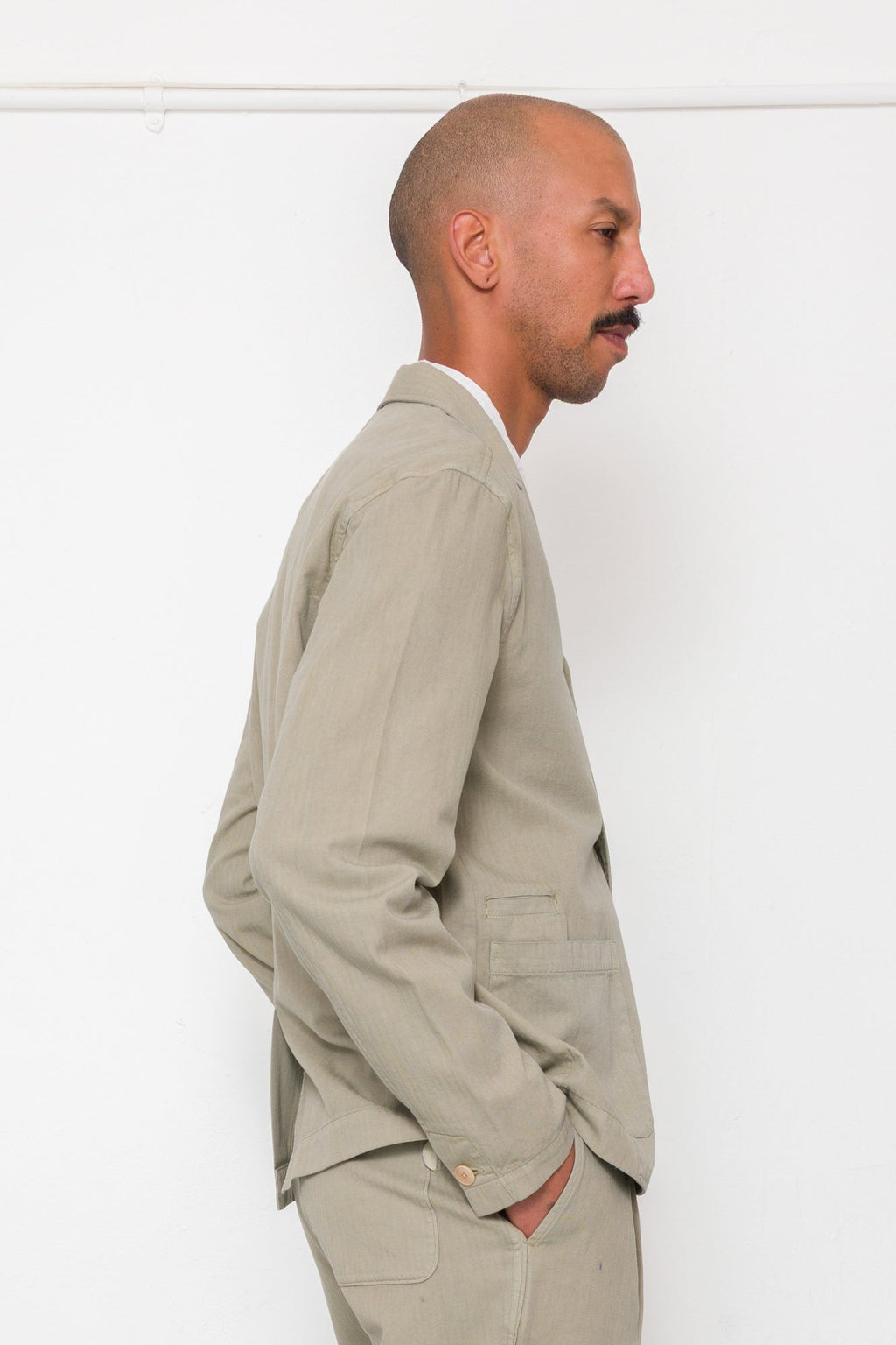 Wide Fit Blazer - Silver Sage Herringbone