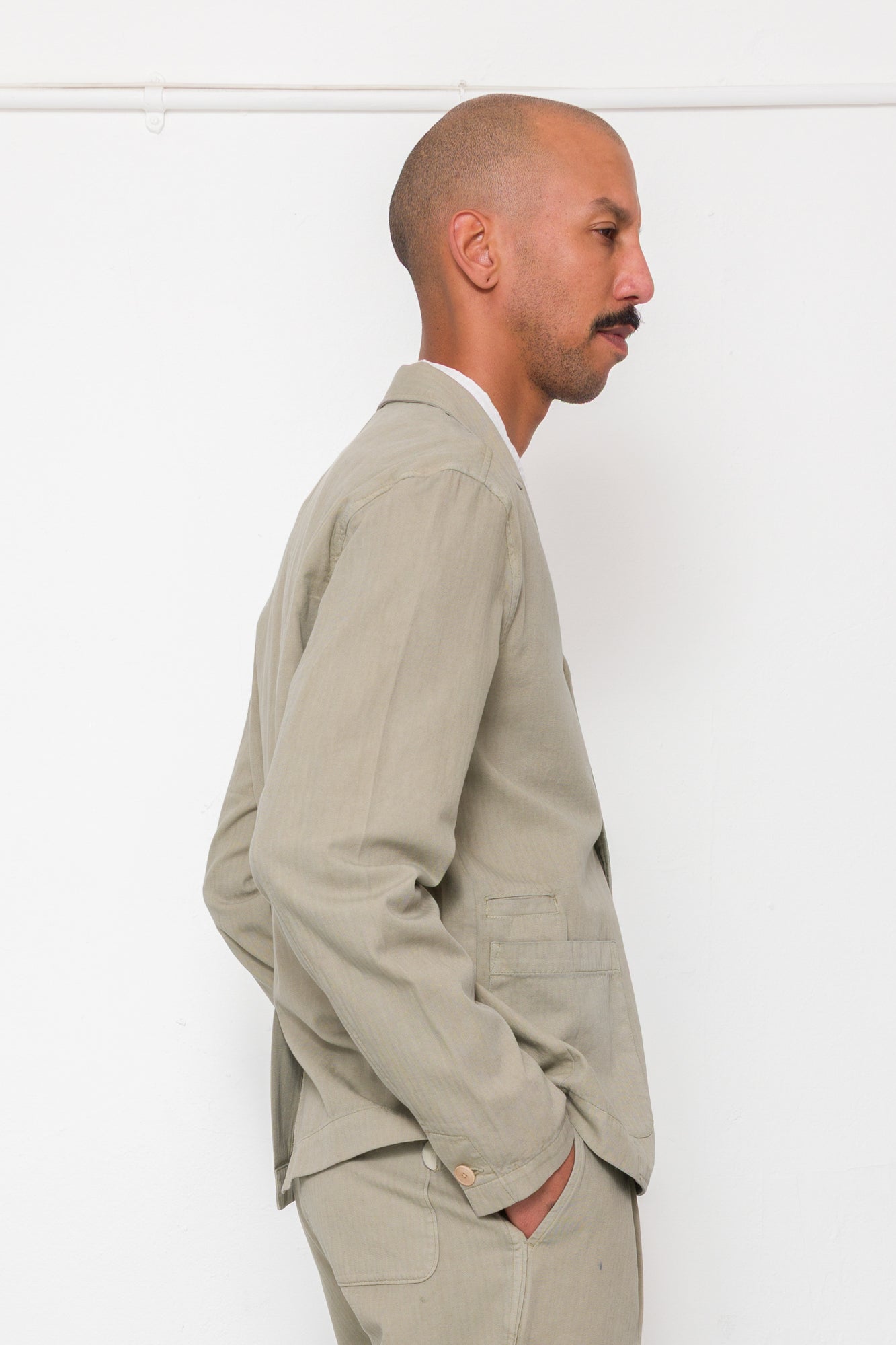 Wide Fit Blazer - Silver Sage Herringbone