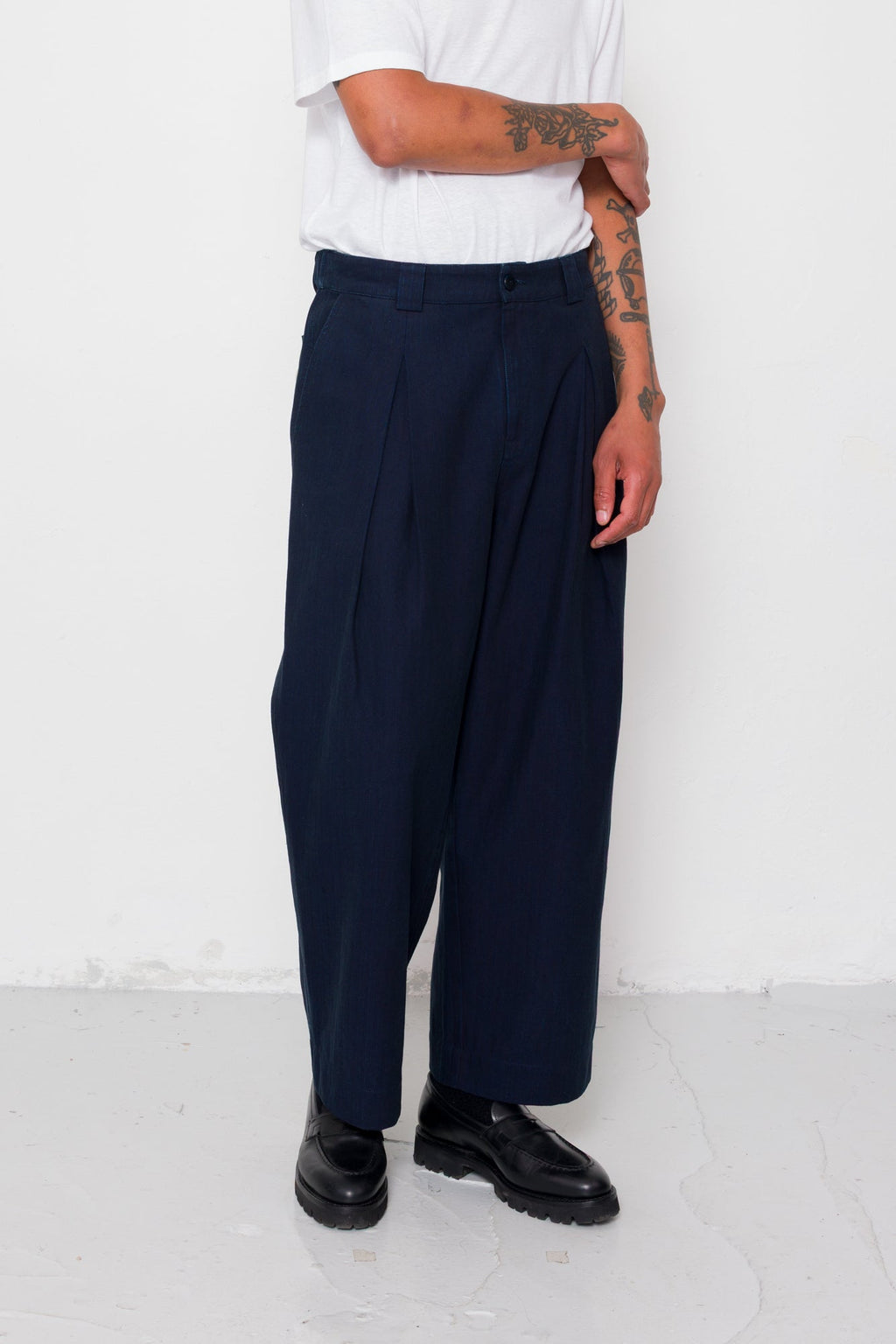 Easy Fit Trouser - Deep Indigo Herringbone