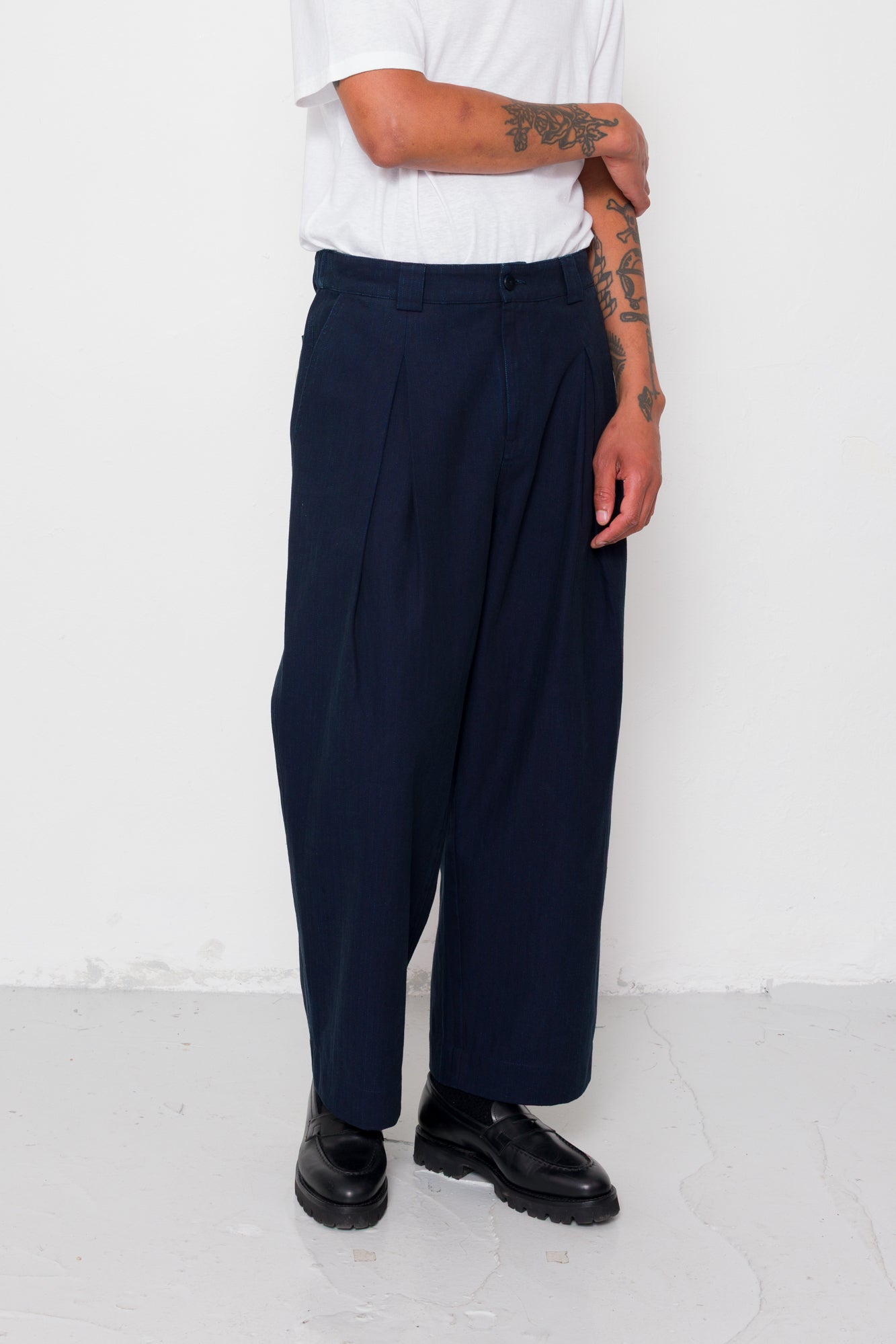 Easy Fit Trouser - Deep Indigo Herringbone