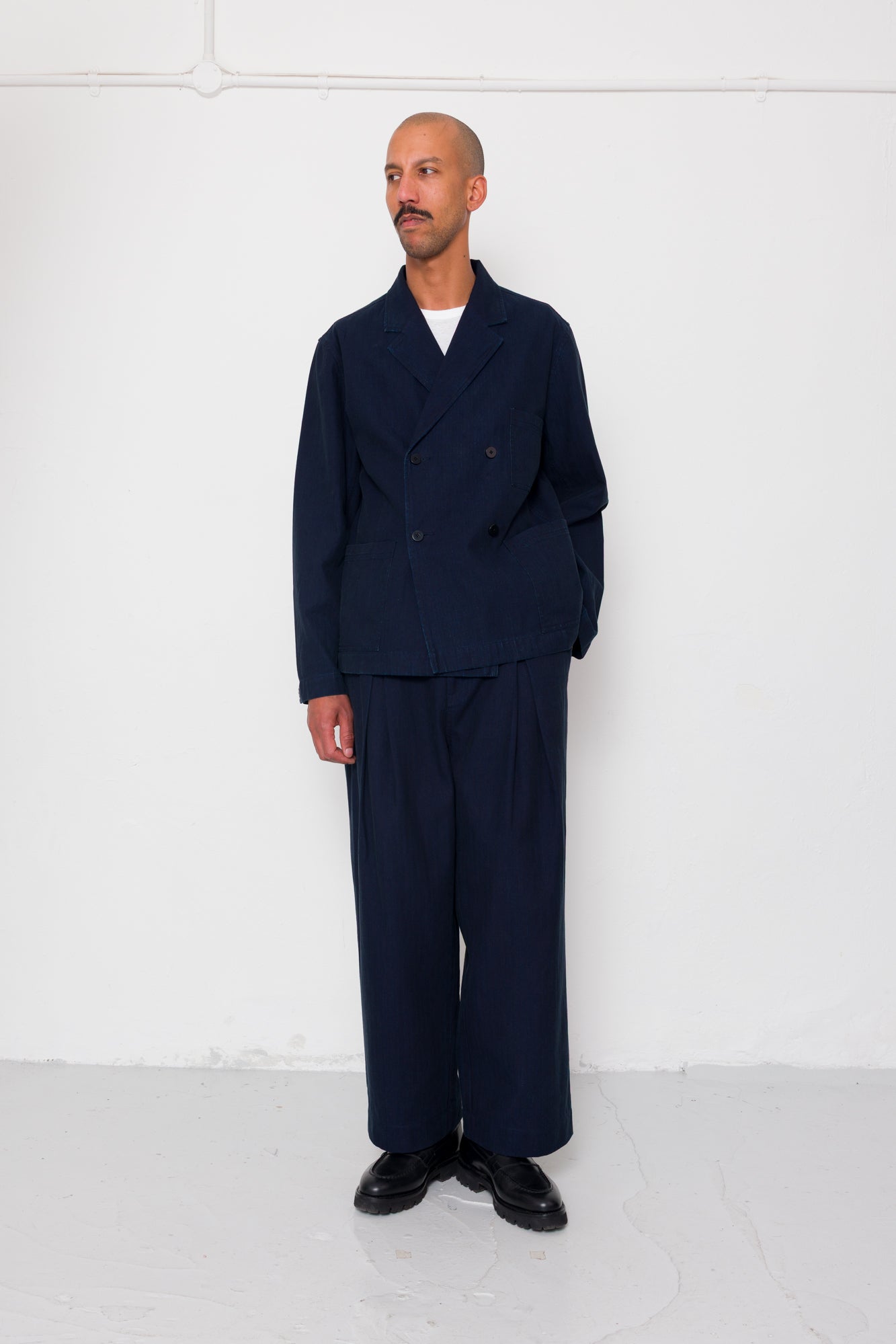 Easy Fit Trouser - Deep Indigo Herringbone