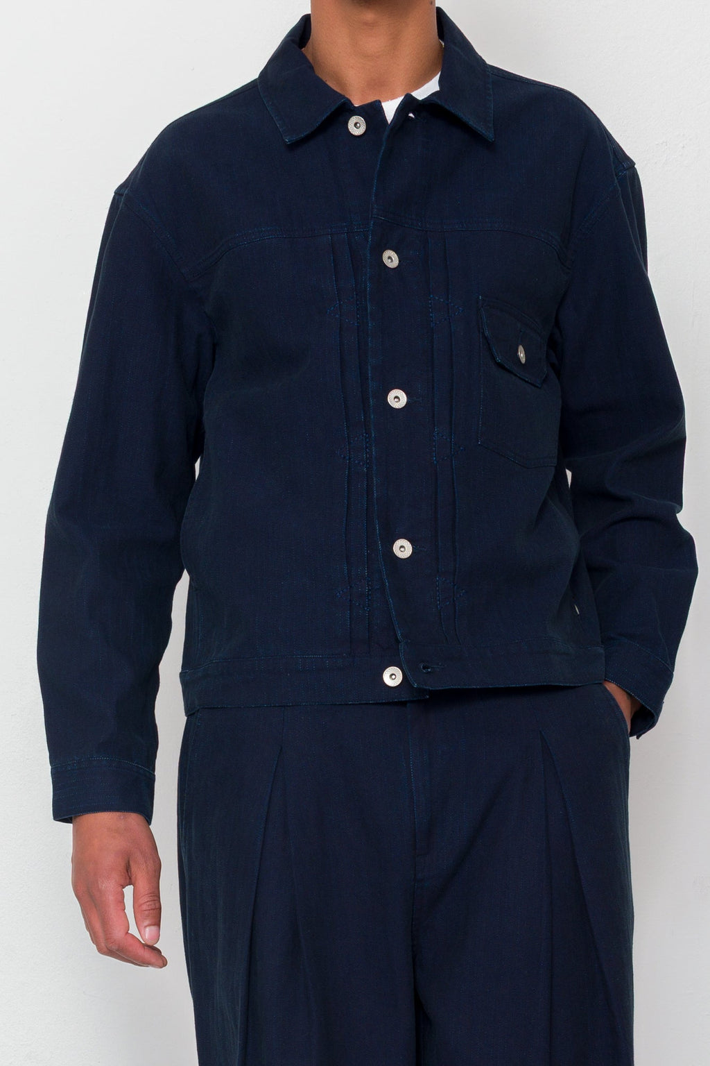 Trucker Jacket - Deep Indigo Herringbone
