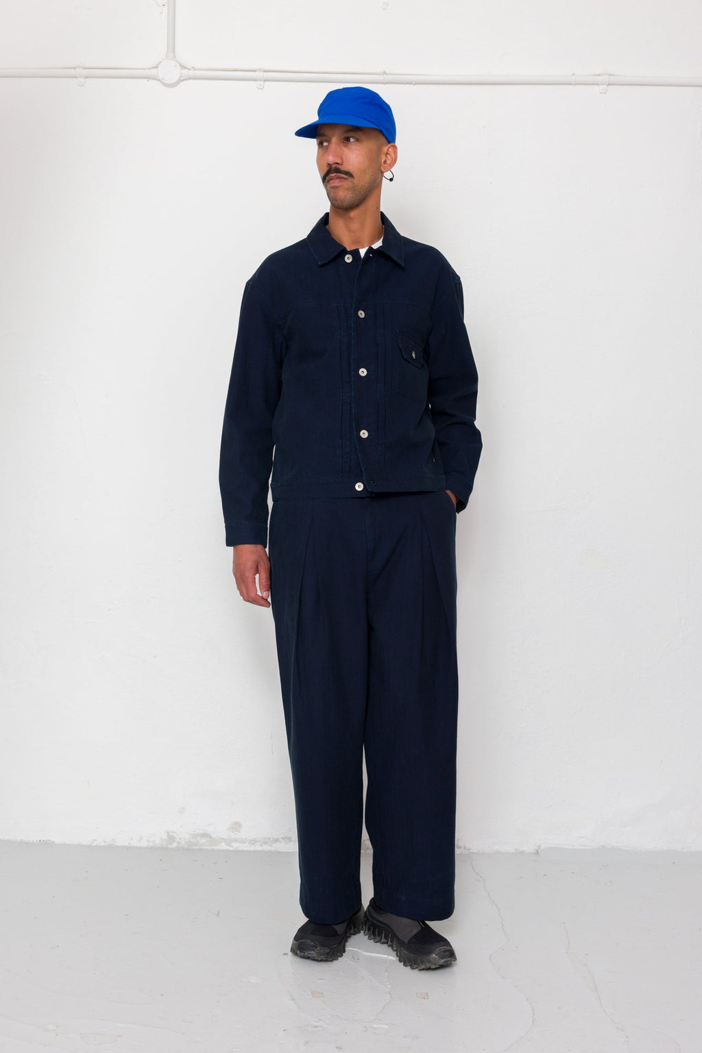 Easy Fit Trouser - Deep Indigo Herringbone