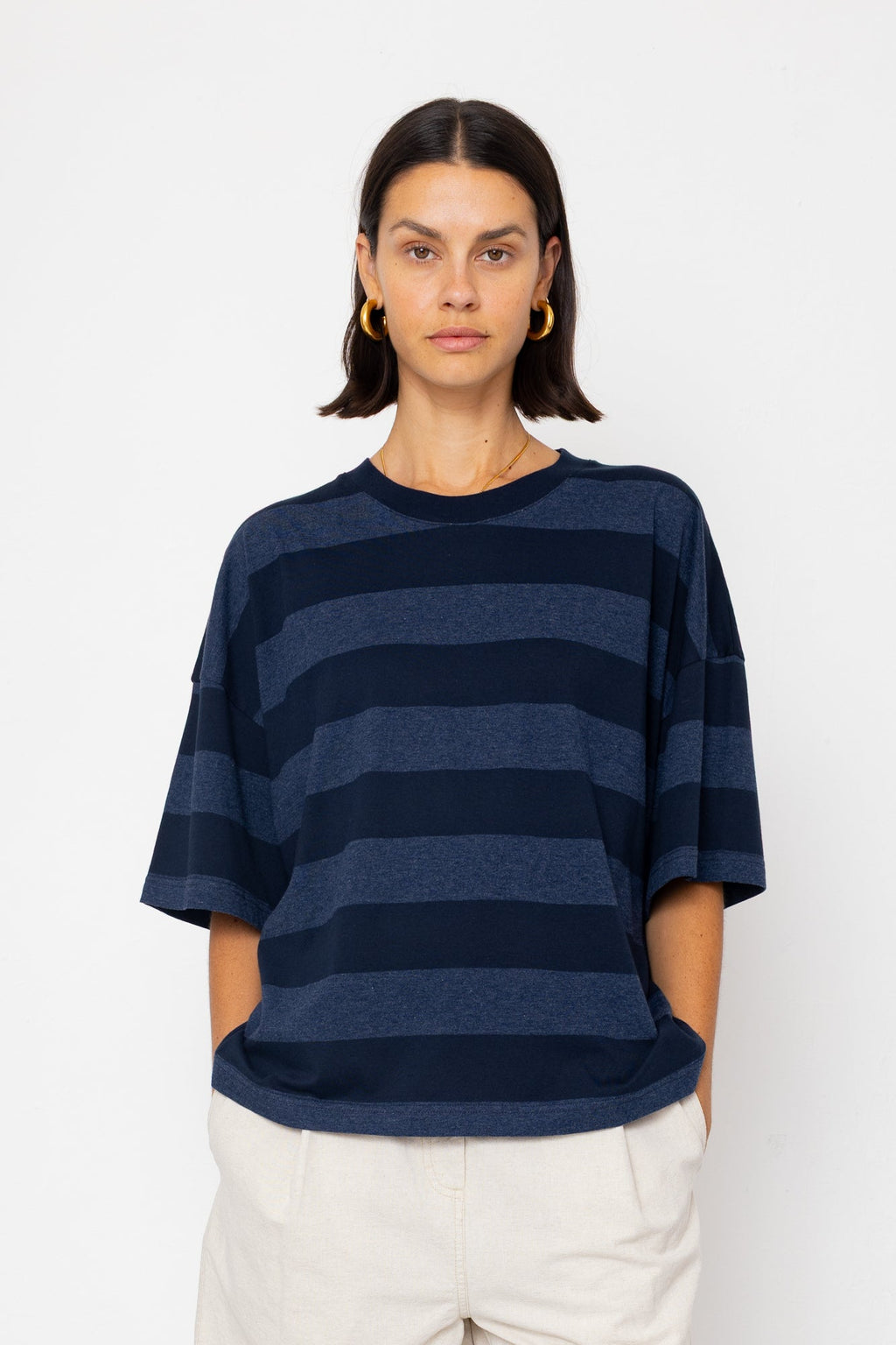 Boyfriend T-Shirt - Navy / Blue Stripe