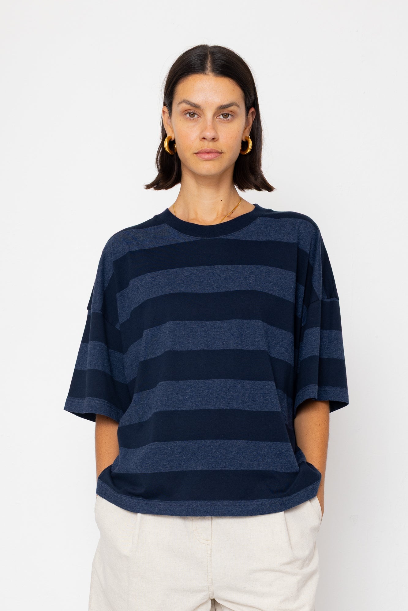 Boyfriend T-Shirt - Navy / Blue Stripe