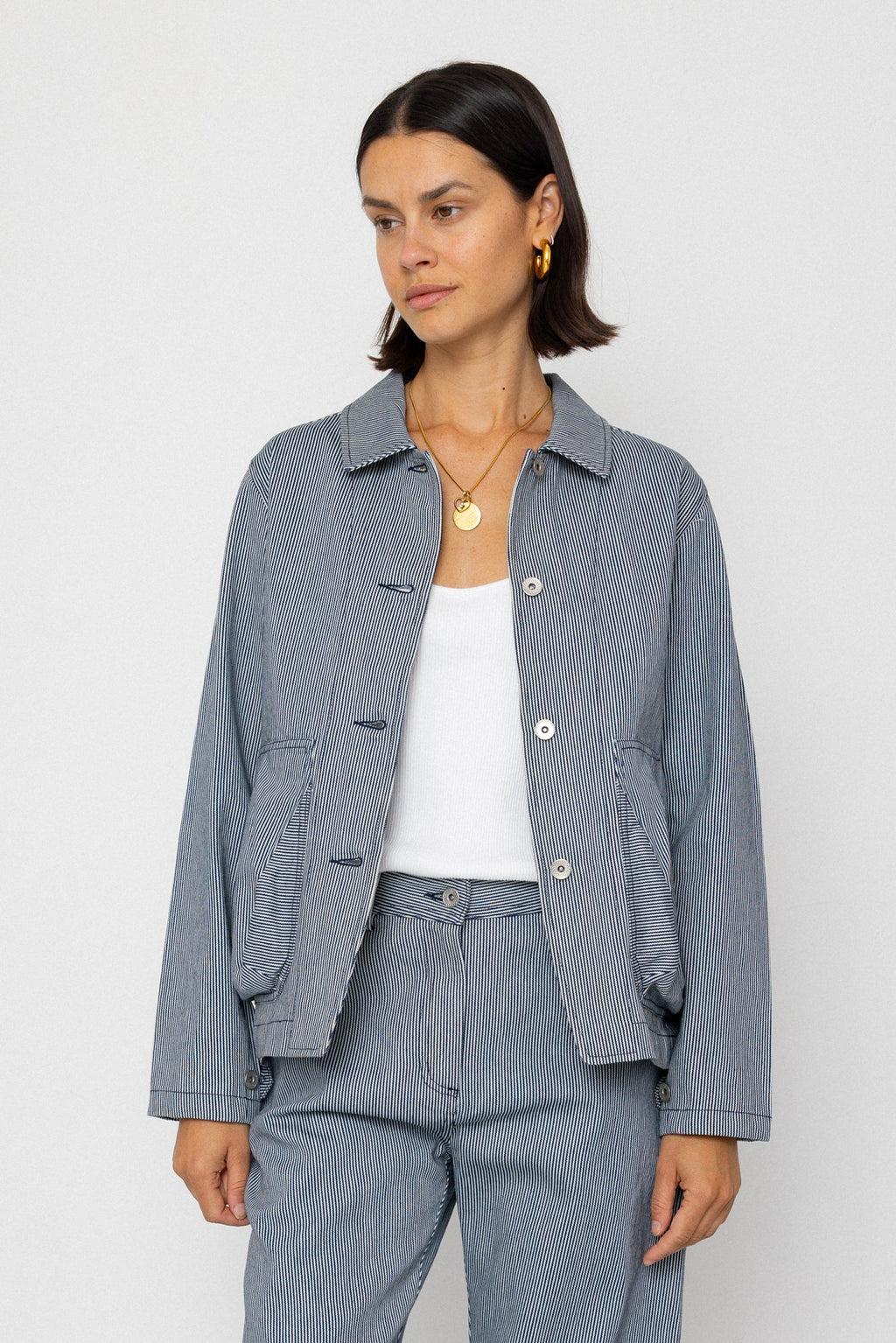 Women's Prism Jacket - Indigo Ticking Stripe