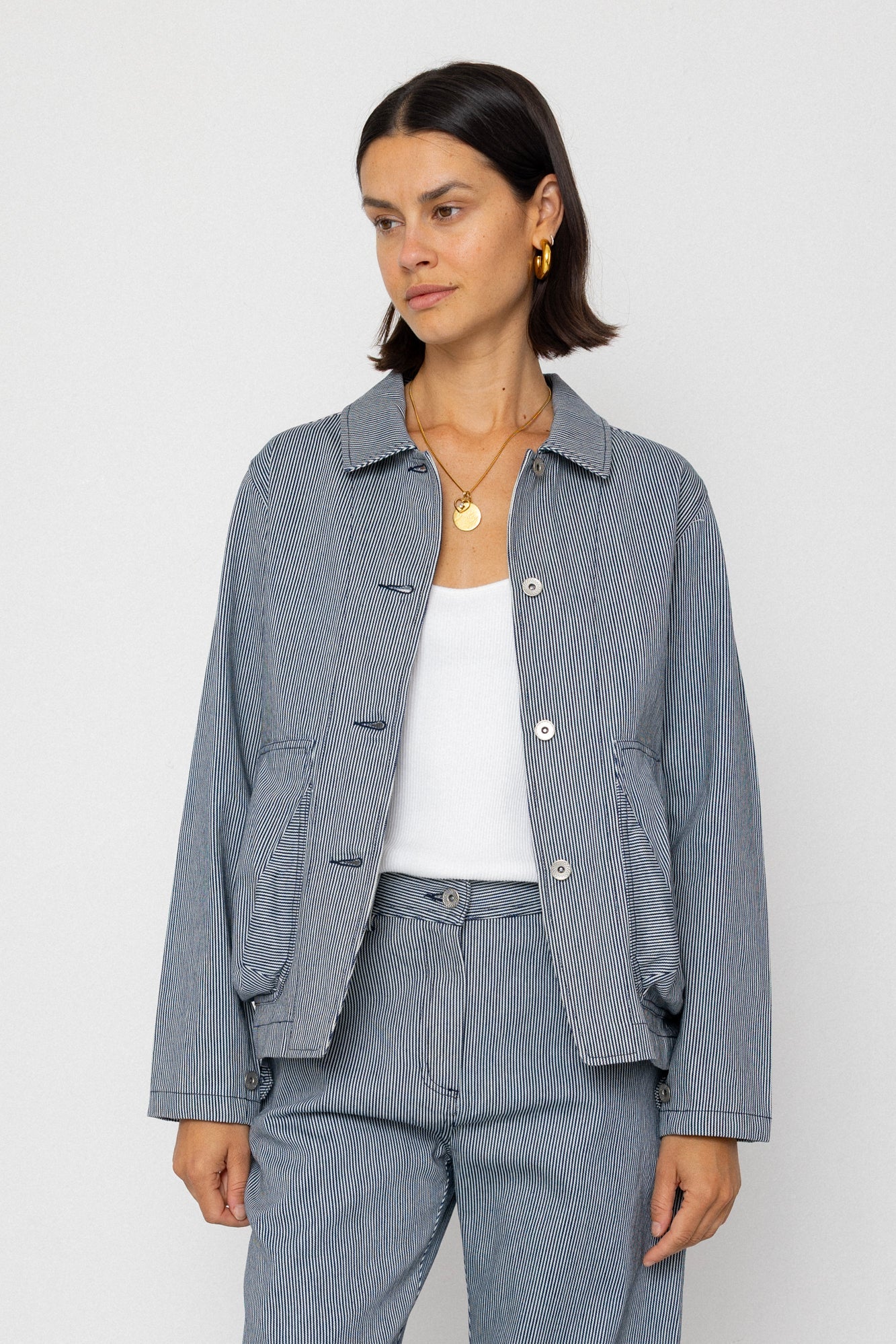 Women's Prism Jacket - Indigo Ticking Stripe