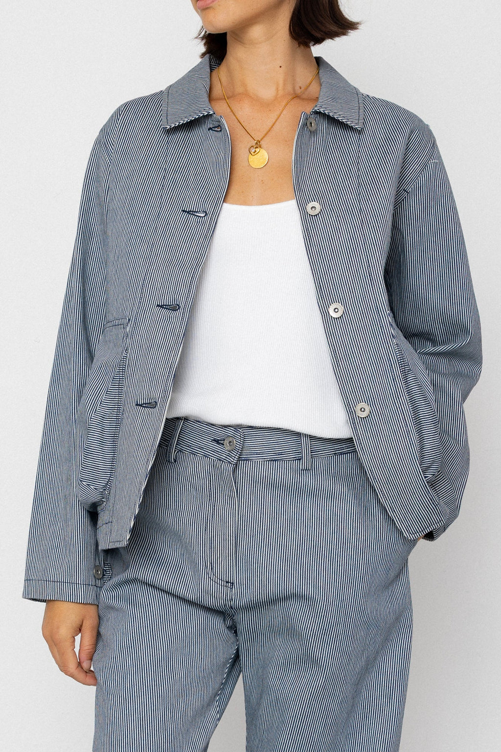 Women's Prism Jacket - Indigo Ticking Stripe