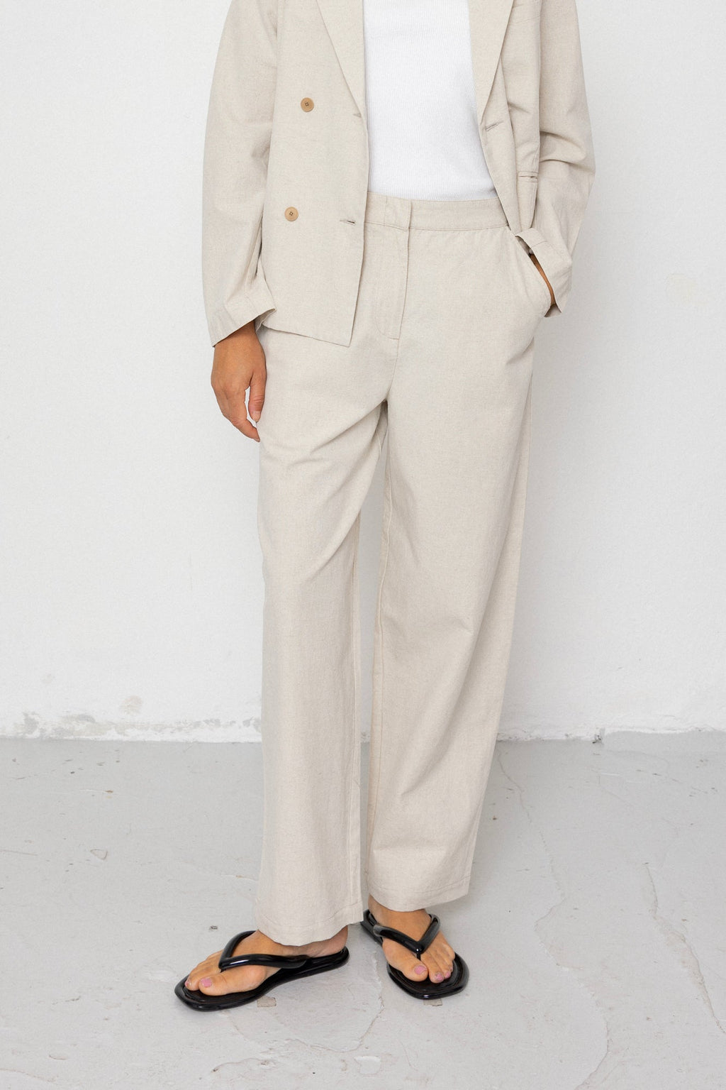 Suit Trousers - Natural Linen Cotton Canvas