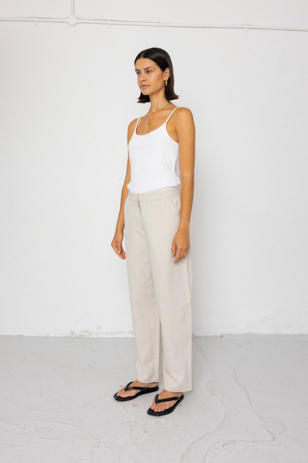 Suit Trousers - Natural Linen Cotton Canvas