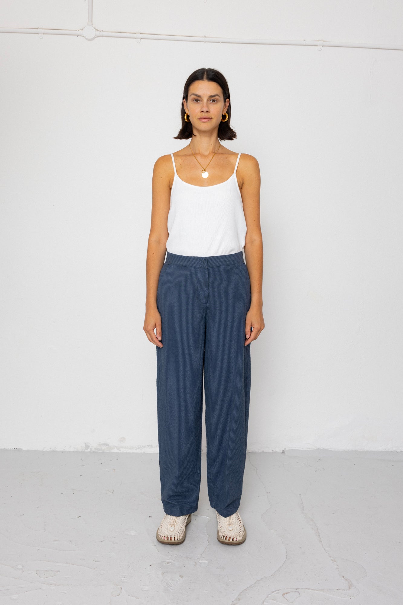 Suit Trousers - Soft Indigo Overdyed Stripe