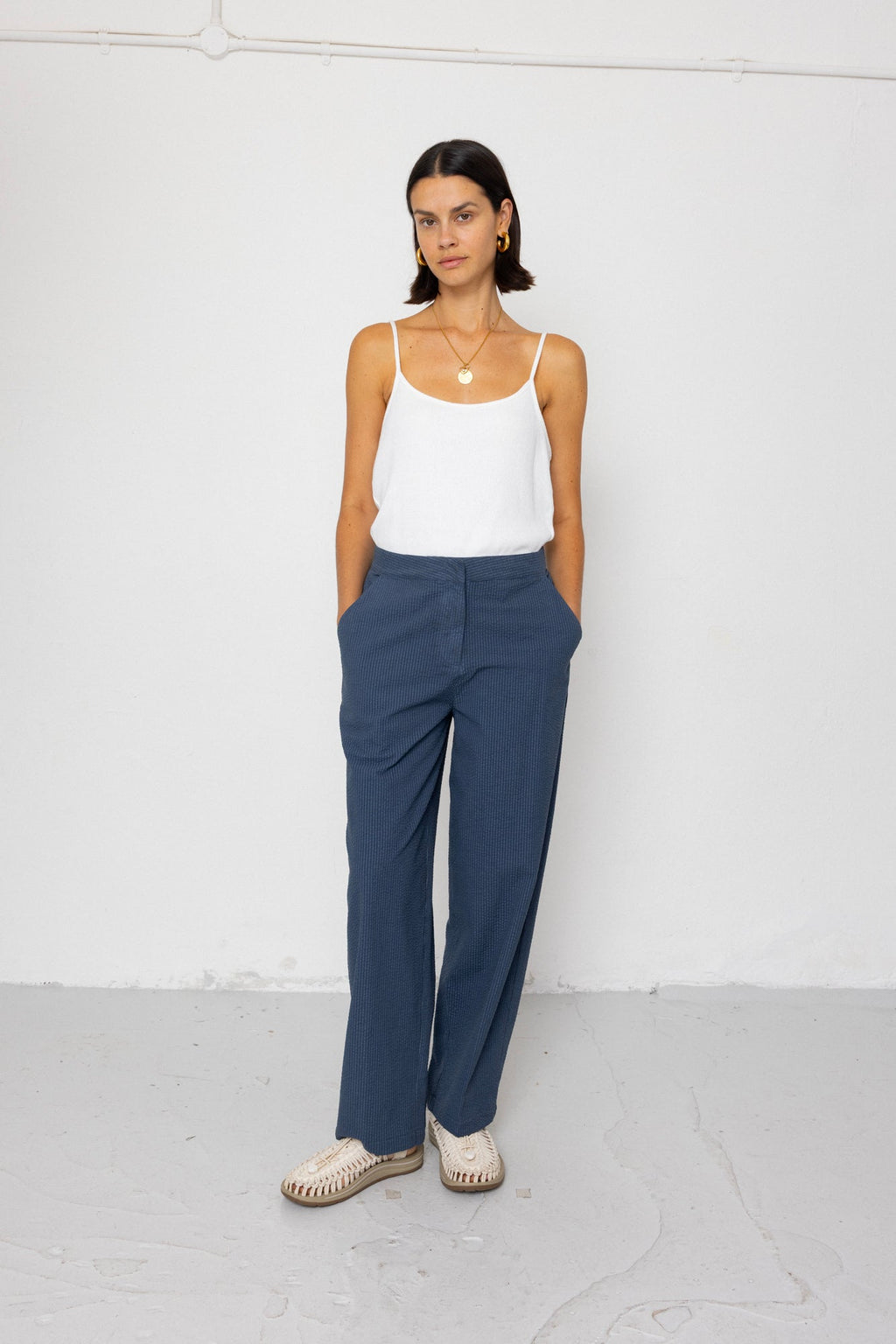 Suit Trousers - Soft Indigo Overdyed Stripe