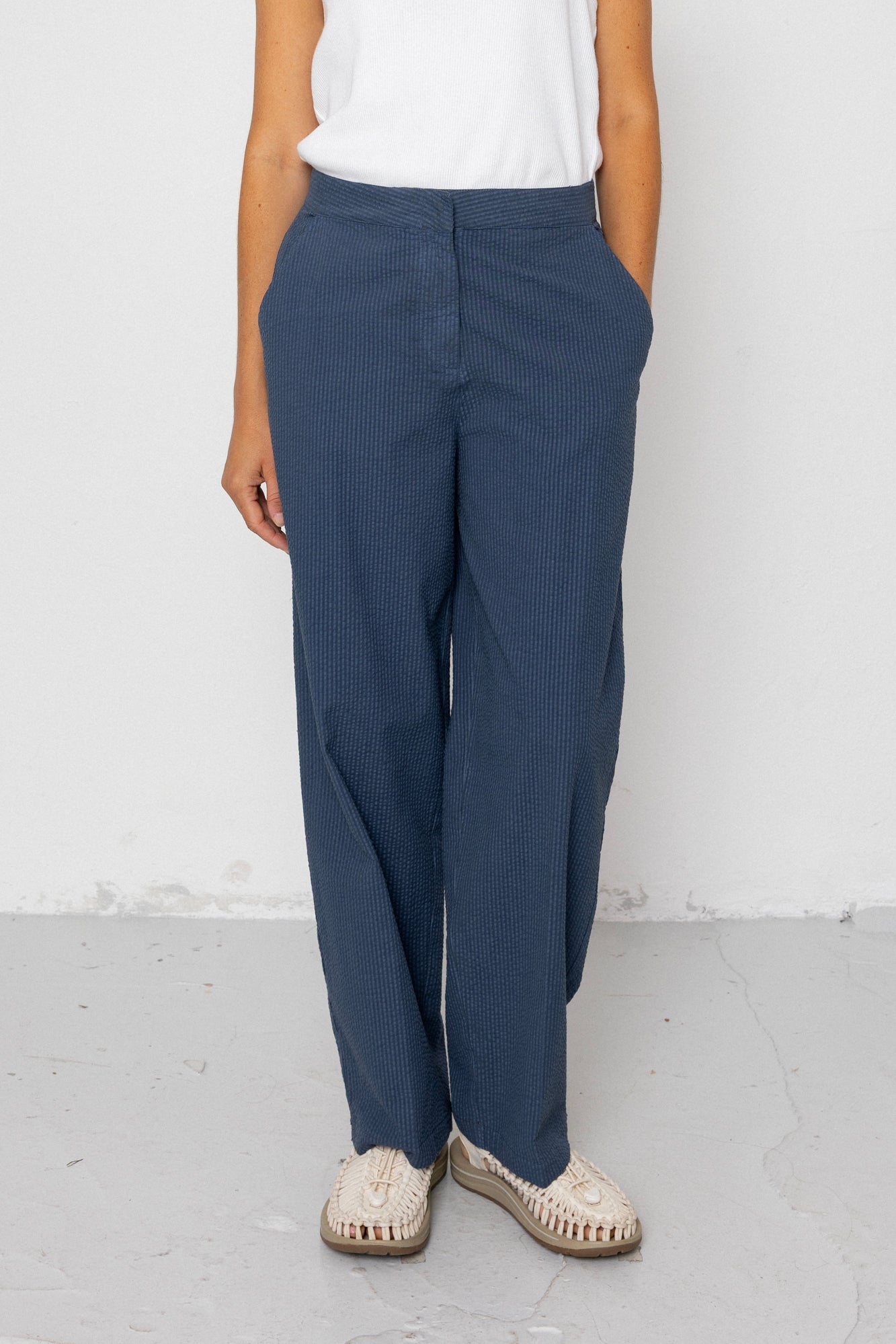 Suit Trousers - Soft Indigo Overdyed Stripe
