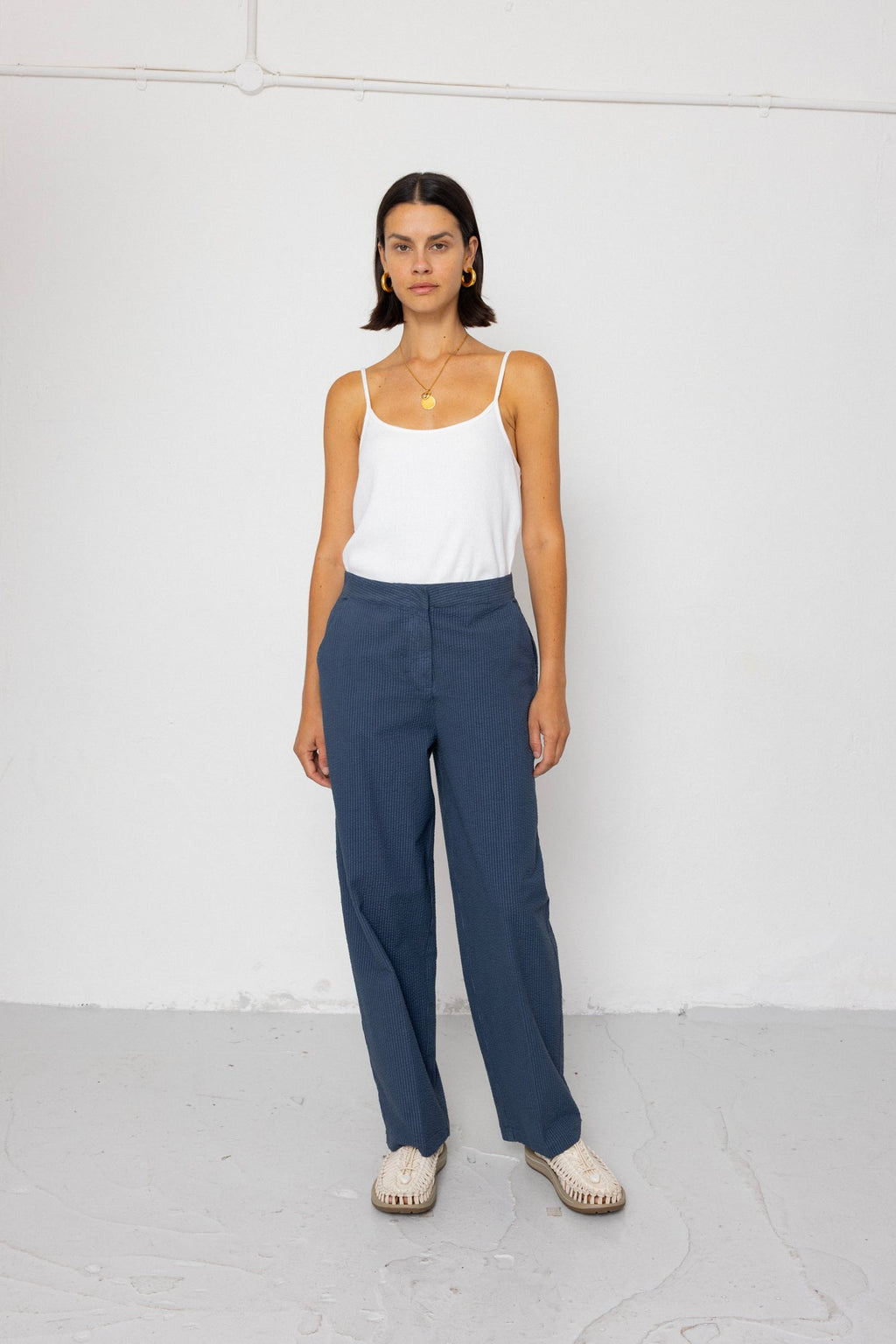 Suit Trousers - Soft Indigo Overdyed Stripe