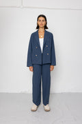 Relaxed Fit Blazer - Soft Indigo Overdyed Stripe