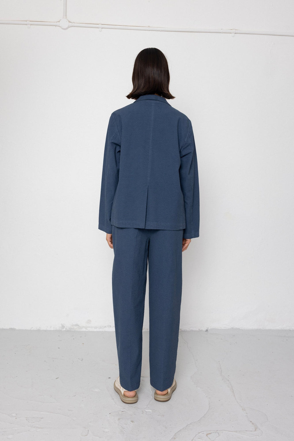 Suit Trousers - Soft Indigo Overdyed Stripe