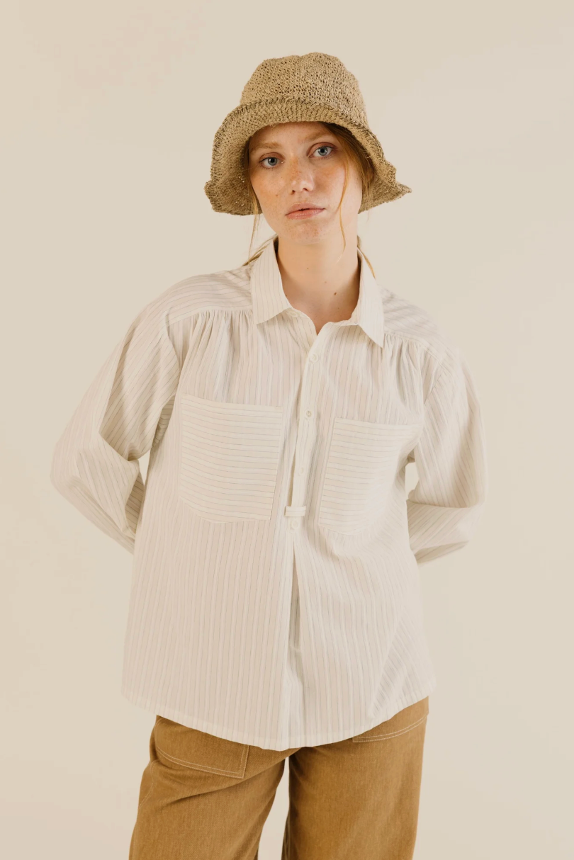 Sideline | Amelie Shirt - Soft Yellow Stripe