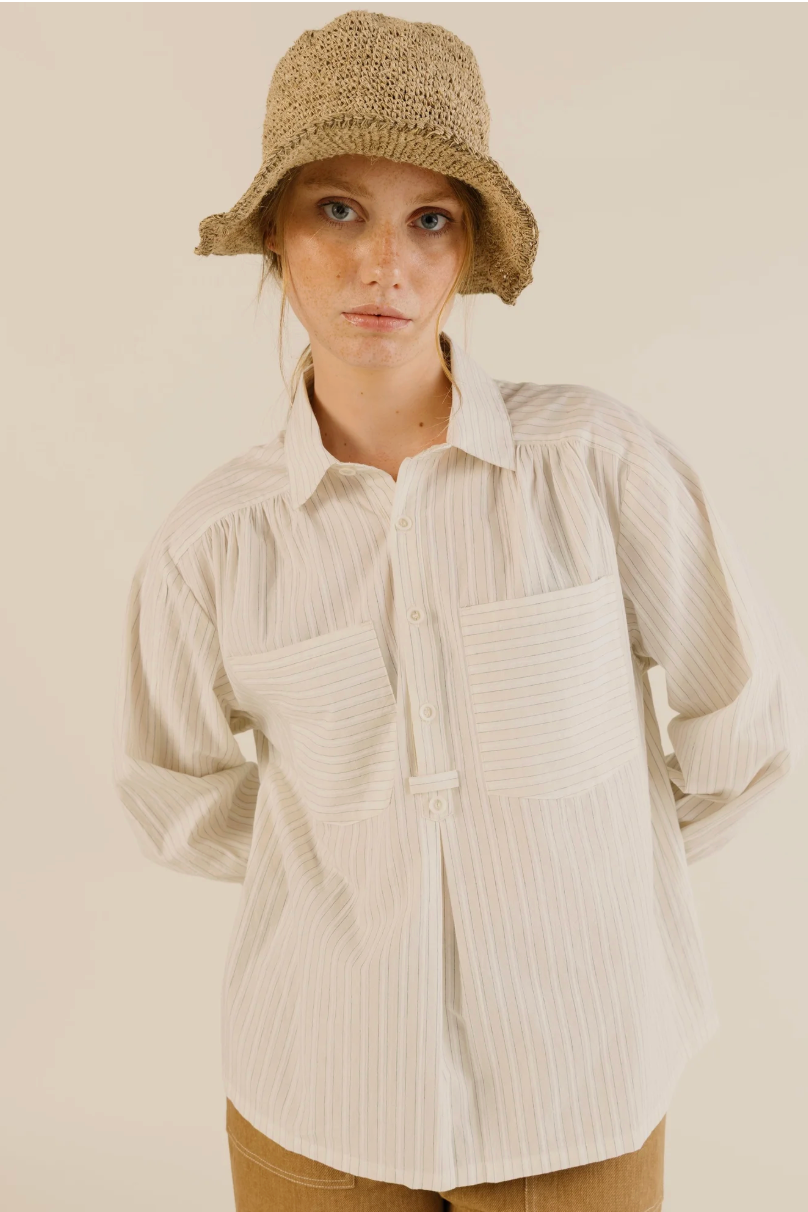 Sideline | Amelie Shirt - Soft Yellow Stripe